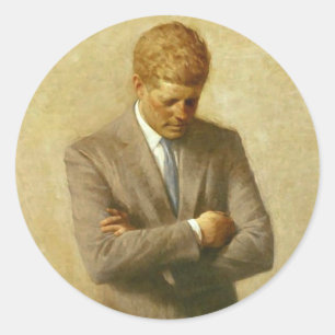 U.S. Präsident John F. Kennedy durch Aaron Shikle Runder Aufkleber