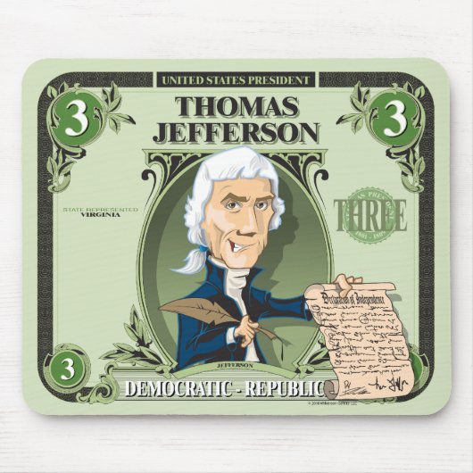 U.S. Präsidenten Mousepad: #3 Thomas Jefferson Mousepad (Vorne)