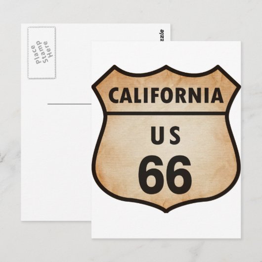 U.S. ROUTE 66 Zeichen Postkarte (Vorne/Hinten)