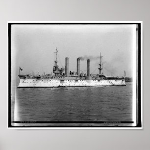 U.S.S. Brooklyn, Kreuzer, Kriegsschiff um 1900 Vin Poster