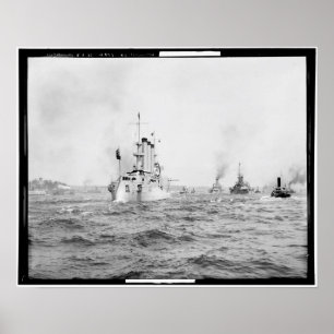 U.S.S. Brooklyn, Marine, Schlachtschiff, Vintage Poster