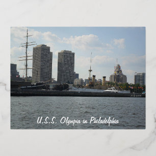 U.S.S. Olympia in Philadelphia Folien Feiertagspostkarte