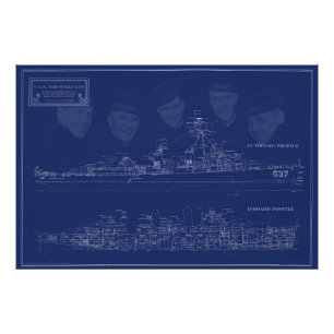 U.S.S. The Sullivans Feinplan-Blueprint Fotodruck