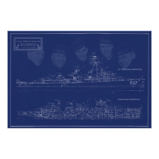 U.S.S. The Sullivans Feinplan-Blueprint Fotodruck