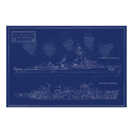 U.S.S. The Sullivans Fine Art Blueprint Fotodruck