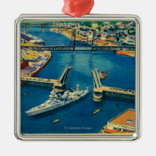 U.S. Schlachtschiff, das durch Portland Silbernes Ornament