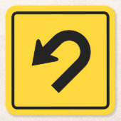 U-Turn-Sign Rechteckiger Pappuntersetzer (Vorderseite)