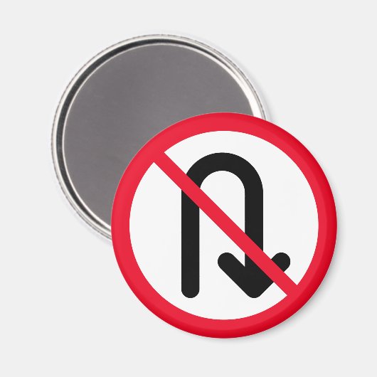 U Turn verboten | Red Circle Sign | Magnet (Vorderseite/Rückseite)