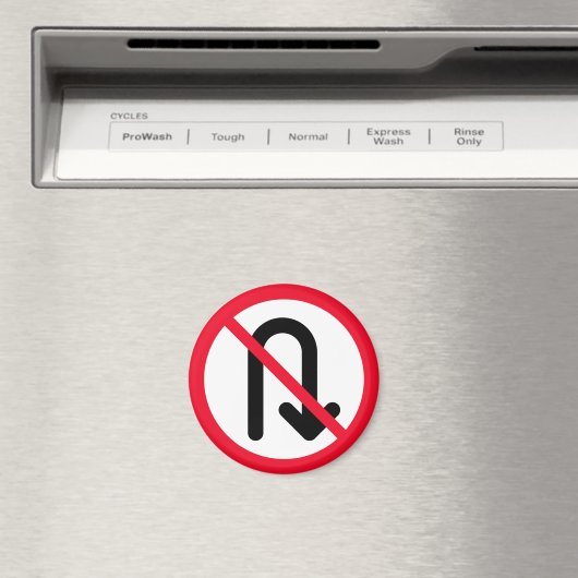 U Turn verboten | Red Circle Sign | Magnet (In Situ (Geschirrspüler))