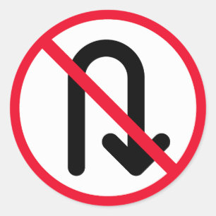 U Turn Verbotene Unterzeichnung   Klassische Round Runder Aufkleber