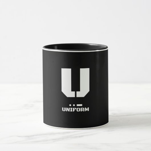 U(Uniform) NATO Phonetischer Alphabet & Morse Code Tasse (Zentrum)