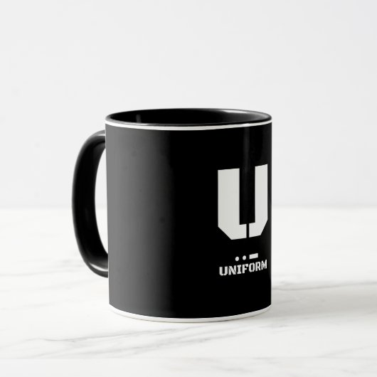 U(Uniform) NATO Phonetischer Alphabet & Morse Code Tasse (Vorderseite Links)