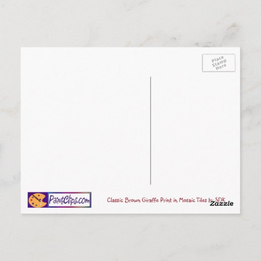 U wählt Farbe/ Braun Giraffe Print in Mosaikfliese Postkarte (Rückseite)