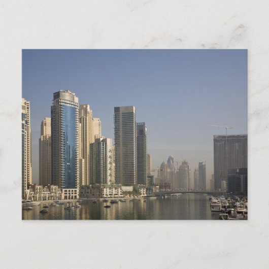UAE, Dubai. Marina Türme mit Booten vor Anker. Postkarte (Vorderseite)