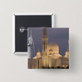 UAE, Dubai. Moschee im Abend mit Burj al Arab Button (Vorne & Hinten)