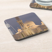 UAE, Dubai. Moschee im Abend mit Burj al Arab Getränkeuntersetzer (Linke Seite)