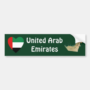 UAE Flag Herz + Karte Autoaufkleber