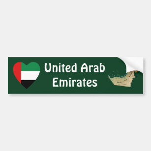 UAE Flag Herz + Karte Autoaufkleber