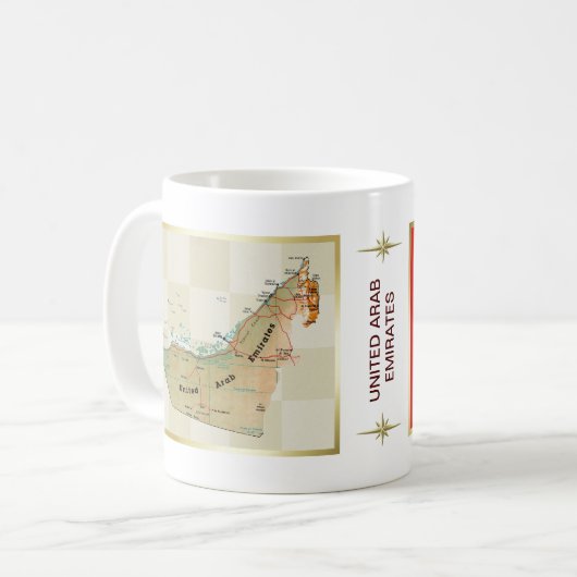 UAE Flag + Map-Tasse Kaffeetasse (Vorderseite Links)