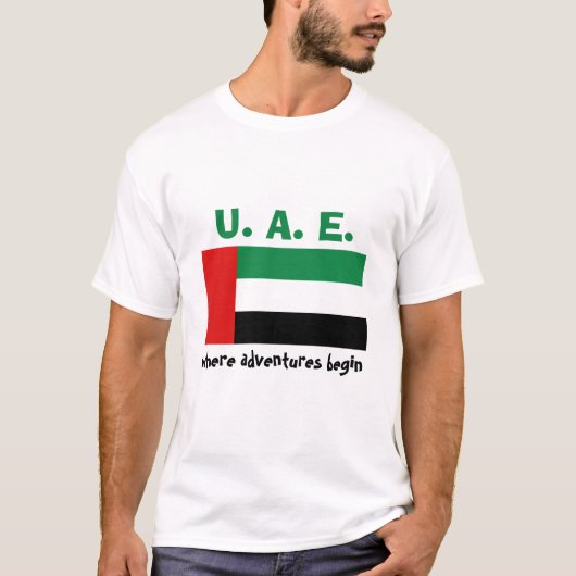 Uae-Flagge + Karte + Text-T - Shirt (Vorderseite)