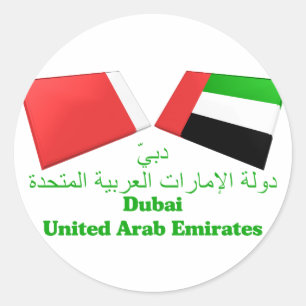 UAE u. Dubai-Flaggen-Fliesen Runder Aufkleber