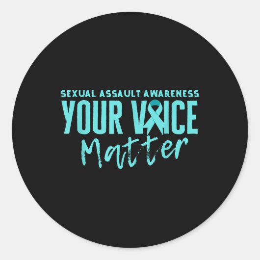 Ual Ault Awareness 2025 Aquamarin Ribbon Your Voic Runder Aufkleber (Vorderseite)