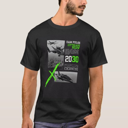 UAM PULSE CITYSCAPE UNTEN FÜR Air Taxi AAM VTOL T-Shirt (Vorderseite)
