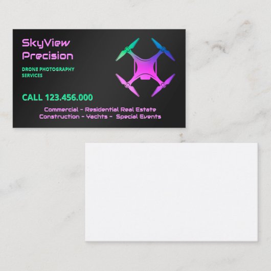 UAV Drone Fotografie Visitenkarte (Vorne/Hinten)