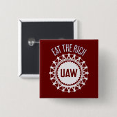 UAW-Streik 'Eßt die Reichen' Button (Vorne & Hinten)