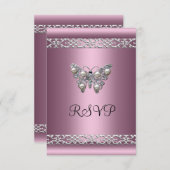 UAWG 16 . Geburtstag Birthday Satin Pink Butterfly Einladung (Vorne/Hinten)