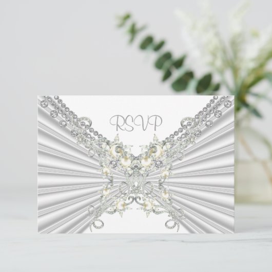 UAWG 25. Jubiläum Weißer Silber Pearl Jewel 2 RSVP Karte (Stehend Vorderseite)