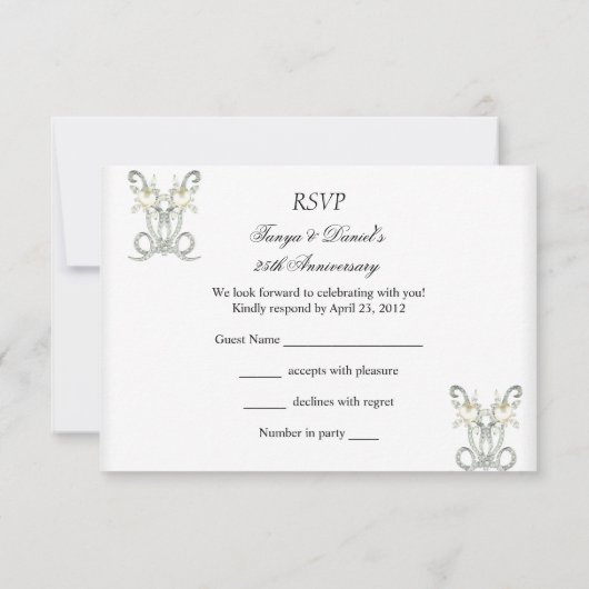 UAWG 25. Jubiläum Weißer Silber Pearl Jewel 2 RSVP Karte (Rückseite)