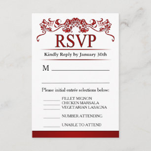 UAWG 3.5x5 Menü-Karte - rote elegante Valentines RSVP Karte