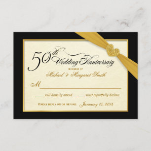 UAWG - 50. Goldenes Jahr Black & Gold RSVP Karte