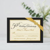UAWG - 50. Goldenes Jahr Black & Gold RSVP Karte (Stehend Vorderseite)