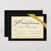 UAWG - 50. Goldenes Jahr Black & Gold RSVP Karte (Vorne/Hinten)