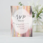 UAWG Abstrakte Pinselstriche Blush Gold Kohle RSVP Karte (Stehend Vorderseite)