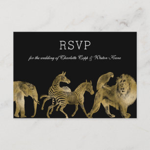 UAWG African Animals Zoo Wedding Gold RSVP Karte