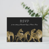 UAWG African Animals Zoo Wedding Gold RSVP Karte (Stehend Vorderseite)