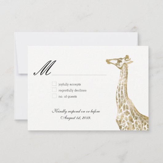 UAWG African Animals Zoo Wedding Gold RSVP Karte (Rückseite)
