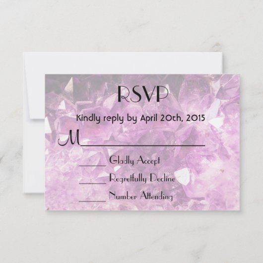 UAWG Amethyst Gemstone Image Shiny und Funkelnd RSVP Karte (Rückseite)