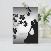 UAWG Anniversary Asian Black Silver Floral Couple Einladung (Stehend Vorderseite)