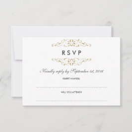 UAWG Antique Gold Blüh Wedding RSVP Karte