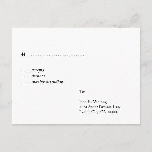 UAwg-Antwort auf Hochzeiten in Schwarz und Heiß Ro Einladungspostkarte (Rückseite)