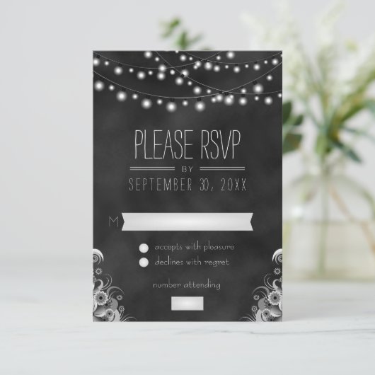 UAwg-Antwortkarte für die String-Leuchten RSVP Karte (Stehend Vorderseite)