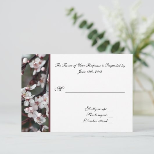 UAWG, Antwortkarte, Pflaume-Blume RSVP Karte (Stehend Vorderseite)
