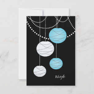 UAWG Aqua Blue Paper Lanterns Wedding Cards RSVP Karte