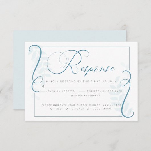 UAwg | Aquamarin Blue Simplistic Scroll Einladung (Vorne/Hinten)