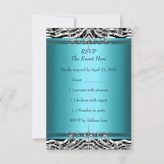 UAWG Aquamarin Blue Zebra Leopard Print Party Shoe RSVP Karte (Rückseite)