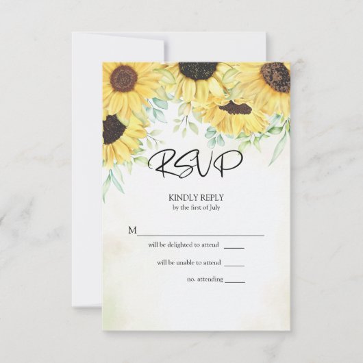 UAWG Aquarellgelbe Sonnenblumen RSVP Karte (Vorderseite)